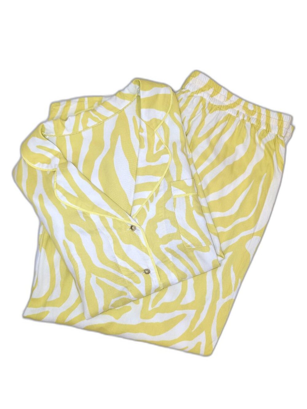 Anthropologie | SET Flannel Pajama Top & Bottom Citron Zebra Print | Size XL* - Picture 15 of 15